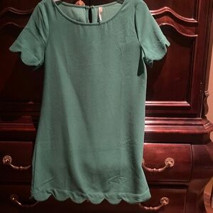Kelly Green Dress with Scallops